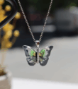 kelebek kolye siyah yeşil kanat