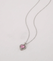 pembe taşlı kalp çelik kolye