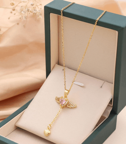 sevgi meleği çelik kolye altın kaplama