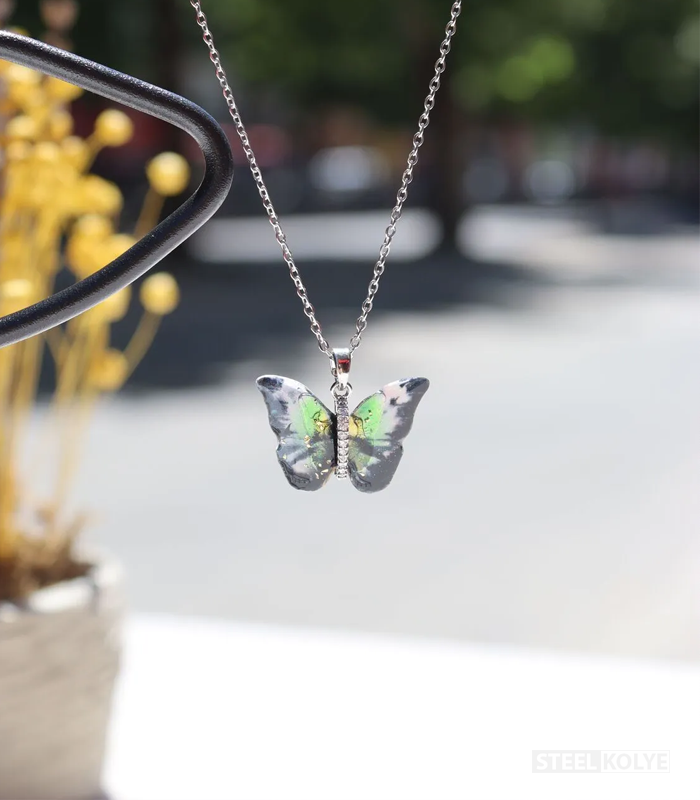 zirkon renkli-kelebek kolye